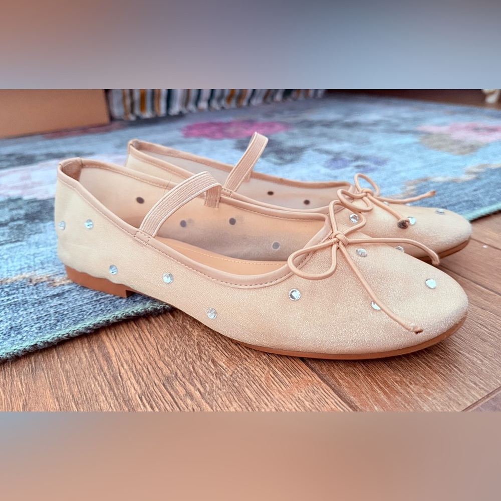 Nude Mesh and Rhinestone Ballet Flats (similar to Loeffler Randall version) 8.5